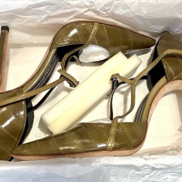 Manolo Blahnik Green “Snakeskin” Heels - Picture 8 of 13